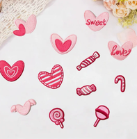 Patch brodé cœur rose sucré pour sac à main, patch décoratif en tissu bonbon DIY, accessoires vestimentaires