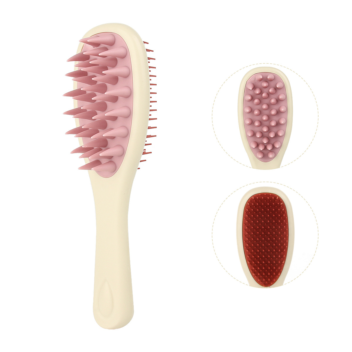 Beige handle pink+red teeth