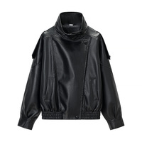 Blouson Bomber en Similicuir PU Multicolore Nouvelle Collection Printemps 2026 – Col Montant Couleur Unie Style Streetwear – Vente en Gros Europe et Amérique