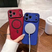 Étui de charge sans fil magnétique en cuir PU mat de luxe pour iPhone 17 Air 16 16e 15 14 13 12 11 Pro Max Plus housse antichoc