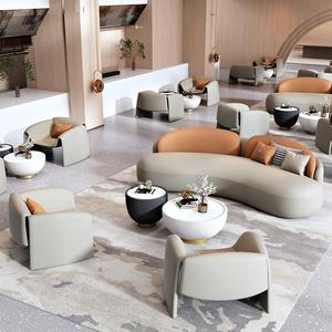 モダン レザー オフィス ソファ と コーヒーテーブルセット | マンション・ビジネスロビー・応接室向け - Product Image 3