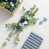 Décorations de chaise de mariage allée Pew église fleur artificielle poussiéreux bleu marine toile de fond floral Rose Arrangements fête en plein air