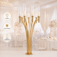 Magnifique candélabre en cristal doré à 8 bras, bougeoirs en verre faits à la main, décoration classique pour mariage, salle à manger, banquet