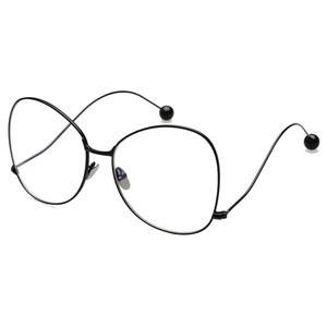 <b>Sunglasses</b> Unisex Metal Frame Resin Lens UV400 Protection <b>Round</b> Bead Leg Black Fashion Outfits Sun Protection - Product Image 5