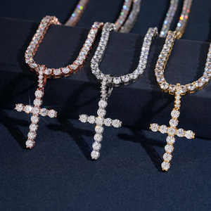 हिप हॉप चार्म्स बनाम मोइससानाइट पेलेंट गहने ट्रेंडी 925 सिल्वर पुरुषों की महिला महिला मूससानाइट पेलेंट क्रॉस शैली - Product Image 5