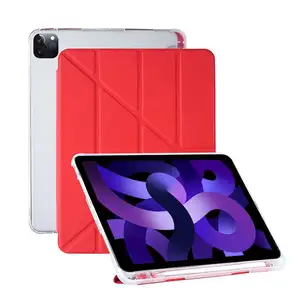 Benutzer definierte Hülle für iPad mit Stift halter Transparenter Rücken Klar Weiche TPU Y-Form Stoß feste Hülle für iPad Pro 12.9 10th Air 5