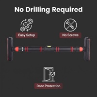 Bar Pull-Up Pintu yang Dapat Disesuaikan 90-120cm, Baja Karbon, Pegangan Busa NBR, Tanpa Sekrup, Tahan Lama, Ramah Lingkungan, Untuk Penggunaan di Rumah, Penguatan Otot Tubuh Bagian Atas
