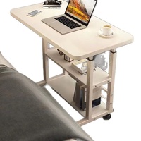 Plateforme de rangement multi-niveaux, bureau réglable pour ordinateur portable, table de chevet à roulettes, petite table mobile, moderne