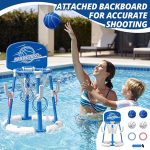 Juego de Baloncesto Flotante 2 en 1 para Piscina, Juego de Lanzamiento de Anillos Inflable con 4 Pelotas y 8 Anillos, Juguete para Fiestas en Piscina al Aire Libre o Interior para Niños - Product Image 3