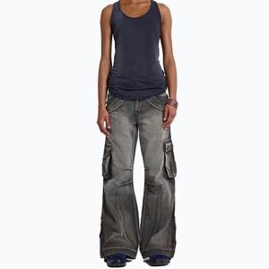 Débardeur graphique personnalisé pour femme, été, sexy, coupe décontractée, léger, en jersey slub, bords bruts, noir délavé - Product Image 3