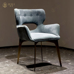 इतालवी न्यूनतम आर्मचेयर रेस्तरां फर्नीचर काले चमड़े के भोजन कुर्सी - Product Image 1