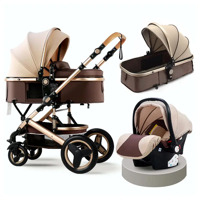 Poussette 3 en 1 à quatre roues bon marché, nouveau Design avec de grandes roues 3 en 1 poussettes pour bébé/