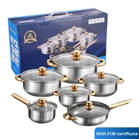 Edelstahl-Kochgeschirr-Set Edelstahl-Flachbodenpfanne Antihaftpfanne Bratpfannen-Set Suppentopf 12-teiliges Haushaltsset