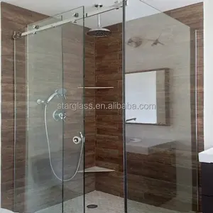 Paneles de puerta de vidrio de ducha de baño Valla de vidrio templado transparente