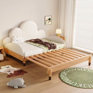 Letto per Bambini a Forma di Nuvola Estraibile Vendita Calda Letto per Bambini Estensibile in Legno Stile Crema Letto per Bambini Sicuro con Ringhiere - Product Image 1