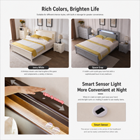 Lit double en bois massif de chêne rouge de qualité FSA importé, moderne, intelligent, lumineux, avec recharge USB sans fil, écologique, pour chambre à coucher
