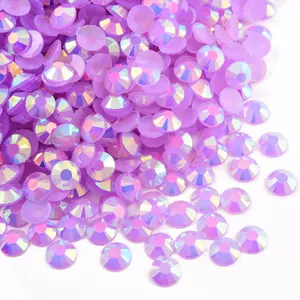 Oleeya Factory Wholesale AB Colors Flat Back Resin Rhinestone Jelly Non Hotfix Rhinestone In Bulk Package For Garment Decoration