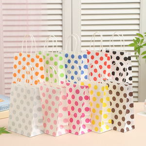 Thời trang đơn giản màu nâu túi giấy in gió Polka Dot Tote Túi công suất lớn Túi Quà Tặng có tay cầm xách tay - Product Image 1