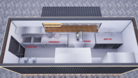 Restaurant mobile en conteneur en acier de 20 pieds, cuisine de traiteur personnalisée avec un design moderne pour les sushis, les kebabs, les shawarmas, la restauration rapide
