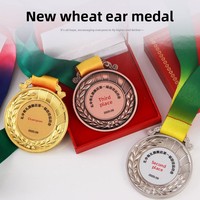 Médailles en métal sur mesure, design épi de blé, pour les jours sportifs scolaires, les championnats de basketball, les récompenses de la maternelle, or, argent, bronze
