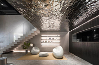 Panneau mural et de plafond en acier inoxydable W22 Big Wave Rose Gold Mirror Water Ripple pour la décoration intérieure de luxe