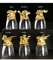 Verre à liqueur en forme de tête d'animal du zodiaque chinois, design créatif, sans plomb, écologique, certifié CE, distributeur de liqueur, accessoires 25 ml