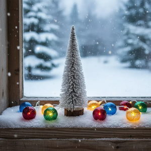 Albero di <span class=keywords><strong>Natale</strong></span> Bianco Innevato Artificiale SANWEI di Piccole Dimensioni, Decorazioni Natalizie per la Casa, Albero a Spazzola - Product Image 3