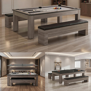 <span class=keywords><strong>Table</strong></span> de billard 3-en-1 personnalisée S.Q.F avec poches en cuir, cadre en bois, plateau de poker et de ping-pong de luxe pour salle de jeux intérieure - Product Image 5