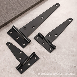 Bisagra en T de 3-6 pulgadas, negra, de alta resistencia, para gabinetes de madera, puertas de granero de hierro, acero laminado en frío de 1.5 mm de espesor, 6 orificios, industrial - Product Image 4