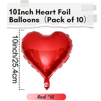 Lot de 10 ballons en aluminium en forme de cœur rouge pour fête à thème mariage, décoration de camping et arrangement festif