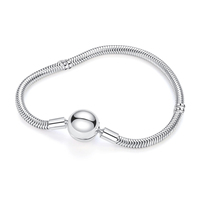 Mode boucle ronde doux chaîne Bracelet 925 en argent Sterling basique serpent os Bracelet pour pendentif à breloque perles bijoux à bricoler soi-même