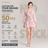 Robe courte rose naturelle tissée pour femme, manches longues bouffantes, taille smockée, robe de bal, personnalisable OEM, marque privée
