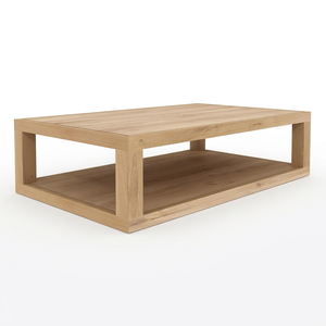 Table basse moderne en teck avec étagère ouverte à double niveau - Product Image 3