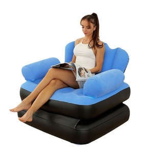 Modern <strong>Blue</strong> and Coffee Single <strong>Sofa</strong> <strong>Bed</strong> <strong>Air</strong> Chair Inflatable Foldable <strong>Bed</strong> for Camping and Indoor Use - Product Image 5