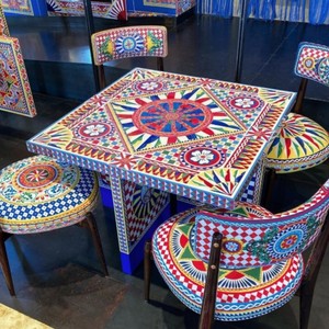 Tavolino <span class=keywords><strong>da</strong></span> Caffè di Lusso in Stile Siciliano, Fatto a Mano con Stampa Artistica su Legno Massello, per Arredamento di Ville e Residenze di Lusso - Product Image 4