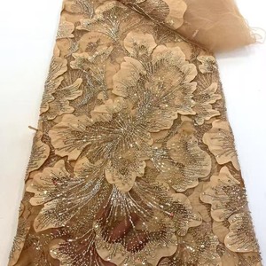 Sang Trọng 3D Vải Tuyn Ren Vải Cho Áo Caute Couture Dresses Thân Thiện Với Môi 3D Lưới Lớp Bead Ống Sequin Thêu Cho Hàng May Mặc - Product Image 4