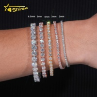 Bracelet Chaîne Tennis Moissanite Haute Qualité Testeur de Diamant Argent Sterling 925 Hip Hop 2mm 3mm 4mm 5mm 6.5mm