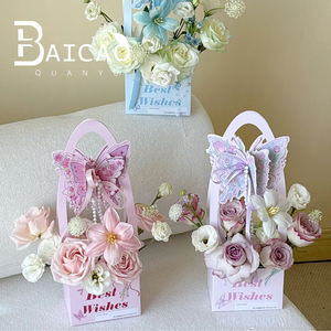 Caja de Flores Portátil con Diseño de Mariposa, Directo de Fábrica, Caja de Embalaje de Papel para Arreglos Florales, Suministros de Manualidades Florales para Floristas - Product Image 5