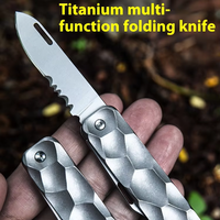 Marteau Motif Couteau À Découper En Alliage De Titane EDC Outil Multifonctionnel Portable D2 Acier Sharp Clé Couteaux