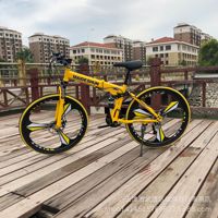 Vélo pliable à prix d'usine, vélo de montagne à double suspension 24/26 pouces, vélo pliable en acier à haute teneur en carbone, roue intégrée