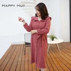 แฮปปี้ฮัทชุดเดรสแขนยาวผู้หญิงไซส์ใหญ่พร้อมโบว์ผูกคอปีเตอร์แพนสีทึบสวมใส่สบายๆทุกวัน N6626 - Product Image 5