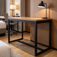 Bureau de chambre d'hôtel personnalisé, écologique, avec plateau en bois et structure en acier noir