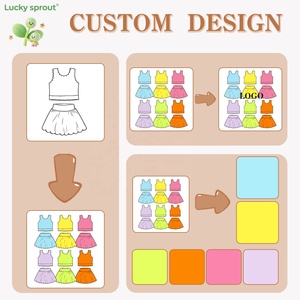 Kids Girls Sleeveless Scallop Vest <strong>Skirt</strong> Custom Color Sportswear Yoga Set Wholesale Fashion Summer Girls Gym Sets - Product Image 3