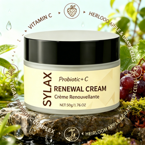 Crème pour le visage à la vitamine C probiotique - CRÈME RENOUVELLEUSE SYLAX pour une réparation douce de la peau - Produit de soin hydratant anti-rides pour un usage quotidien - Product Image 4