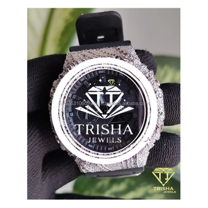 Reloj de Lujo con Esfera Negra y Diamantes Moissanite VVS Engastados en Plata de Ley 925, Accesorio de Moda - Product Image 5