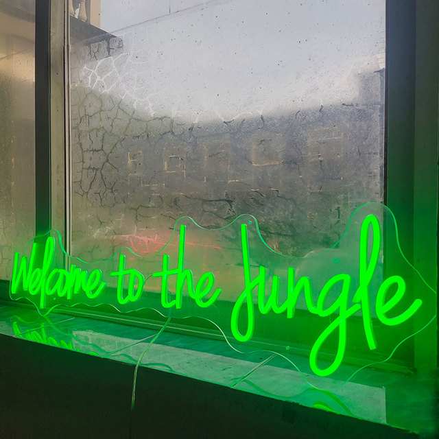 Welcome to the Jungle Led Neon Signs Pink Green Neon Light Wall Art Neon Sign