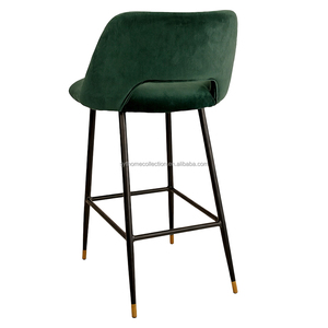 Chaise de <span class=keywords><strong>bar</strong></span> moderne en velours avec pieds en métal et dossier ouvert pour bistrot et salle à manger, hauteur 77 cm - Product Image 5