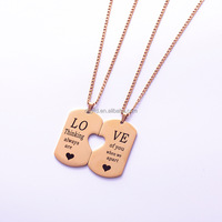 Bijoux gravés en acier inoxydable plaqué PVD 18 carats collier d'étiquettes de chien personnalisé pour hommes femmes collier de couples personnalisé