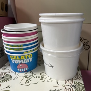 กล่องกลมใส่ไอศกรีมกระดาษสำหรับคาเฟ่บรรจุภัณฑ์แบบเจลาโต้แบบกำหนดเอง - Product Image 6