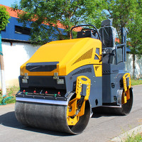 Mini-compacteur vibrant diesel à double tambour de 1, 2 ou 3 tonnes, poussé à la main, pour asphalte et sol - Mini-rouleau compresseur
